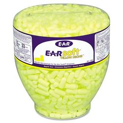 3M 3911004 E-A-Rsoft Neon Tapered Earplug Refill, Cordless, Yellow, 500/Box MMM3911004