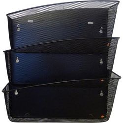 ALBA MESHFILEN Mesh Wall File Set - 3 Pocket(s) - Compartment Size 6.69" x 13.78" x 4.72" - 15.9" Height4.7" Depth x 13.8", Black - Steel, Metal ABAME