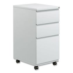 Alera PBBBFLG Three-Drawer Pedestal File with Full-Length Pull, 14.96w x 19.29d x 27.75h, Light Gray ALEPBBBFLG