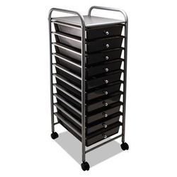 Advantus 34007 Portable Drawer Organizer, 13w x 15.38d x 37.75h, Smoke/Matte Gray AVT34007