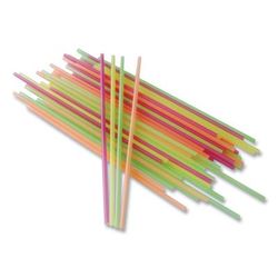 Berkley Square 1241202 Neon Sip Sticks, 5.5" Polypropylene, Assorted, 1,000/Pack - Pack of 1000 BSQ1241202