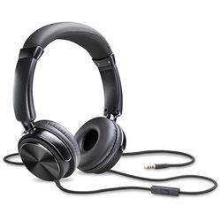 Compucessory 15165 Tangle-free Headset with Mic - Stereo - Wired - Binaural - Black