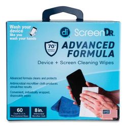 Digital Innovations 32347 ScreenDr Device and Screen Cleaning Wipes, Includes 60 White Wipes and 8" Microfiber Cloth, 6 x 5