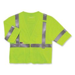 Ergodyne 22217 GloWear 8356FRHL Class 3 FR Hook and Loop Safety Vest with Sleeves, Modacrylic. 2XL/3XL, Lime, Ships in 1-3 Business Days