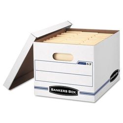 Fellowes 6301 EASYLIFT Basic-Duty Strength Storage Boxes, Letter Files, 12.75" x 13.25" x 10.5", White/Blue, 12/Carton - Case of 12 FEL0006301