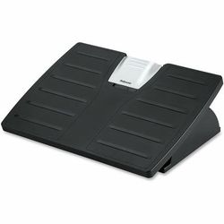Fellowes 8032201 Adjustable 3-Height Footrest,Tilt Lock,17-1/2w x 13-1/8d x 4-3/8h, Black/Silver FEL8032201