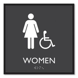 Headline® Sign 66913 ADA Sign, Women Accessible, Plastic, 8 x8, Clear/White USS66913