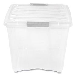 Iris 100243 Stack and Pull Latching Flat Lid Storage Box, 13.5 gal, 22" x 16.5" x 13.03", Clear IRS100243