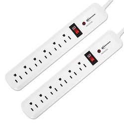 Innovera 71653 Surge Protector, 6 Outlets, 4 ft Cord, 540 Joules, White, 2/PK - Pack of 2 IVR71653