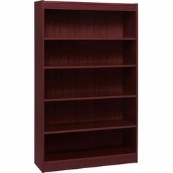 Lorell 60073 4 Shelf Veneer Panel Bookcase, 36 Wx12 Dx60 H, Mahogany