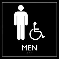 Lorell 02659 Restroom Sign, 1 Each, Men Print/Message, 8" x 8" Height, Square Shape, Easy Readability, Injection-molded, Plastic, Black LLR02659