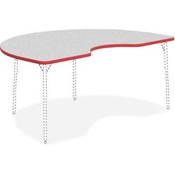 Lorell 99925 Activity Tabletop, Kidney, 48" x 72", Gray/Red LLR99925