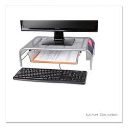 Mind Reader MMSIL Raise Metal Mesh Monitor Stand with Drawer, 20" x 12" x 5.75", Silver, Supports 25 lbs