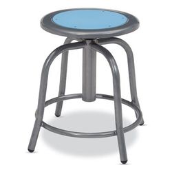 National Public Seating 680502 6800 Series Height Adj Metal Seat Stool, Supports 300 lb, 18"-24" Seat Ht, Blueberry Seat, Gray Base NPS680502