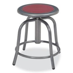 National Public Seating 681802 6800 Series Height Adj Metal Seat Swivel Stool, Supports 300lb, 18"-24" Seat Ht,Burgundy Seat/Gray Base