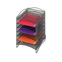 Safco 9431BL Onyx Steel Mesh Lliterature Sorter, Six Compartments, Black