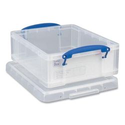 Really Useful Box® 81CPK5CB Snap-Lid Storage Bin, 2.14 gal, 11" x 14" x 5", Clear/Blue, 5/Pack - Pack of 5 RUA81CPK5CB