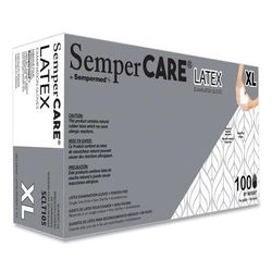 SemperCare® SCLT105BX Latex Examination Gloves, Cream, X-Large, 100/Box - Box of 100 SEZSCLT105BX