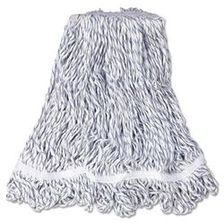 Rubbermaid FGA41206WH00 Web Foot Finish Mop, White, Med, Cotton/Synthetic, 1". White Headband, 6/Carton - Case of 6