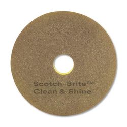 Scotch Brite® 09544 Clean and Shine Pad, 17" Diameter, Brown/Yellow, 5/Carton - Case of 5