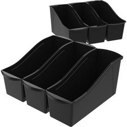 Storex 70109U06C Large Book Bin, 5-3/10"Wx14-3/10"Lx7"H, 6/ST, Black - Case of 6 STX70109U06C