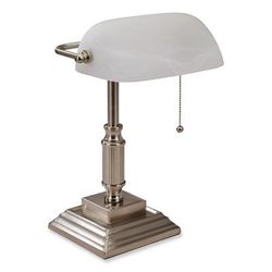 Victory Light 8VS688029BN LED Bankers Lamp with Frosted Shade, 14.75" High, Brushed Nickel VLU8VS688029BN