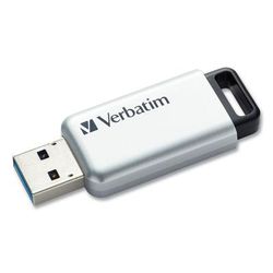 Verbatim 70057 128GB Store 'n' Go Secure Pro USB 3.0 Flash Drive - 128 GB - USB 3.0 - Silver - 256-bit AES - Lifetime Warranty - 1 Each VER70057