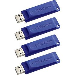 Verbatim 97088CT USB Flash Drive, Capless, 8GB, 4/CT, Blue - Case of 4 VER97088CT