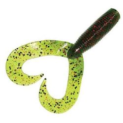 Yamamoto Double Tail Grub - Green Pumpkin/Large Black Flakes