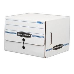 Bankers Box SIDE-TAB Storage Boxes, Letter Files, White/Blue, 12/Carton (FEL00061)