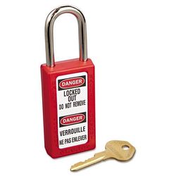 Master Lock Zenex Thermoplastic Safety Lockout Padlock, 411, 1-1/2 W x 3 H Body, 1-1/2 in H Shackle, KD, Red (470-411RED)