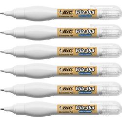 Wite-Out Correction Pen, Fast Drying, Needlept Tip, 8ml, Blister, 6/BX, WE (BICWOSQPP11BX)