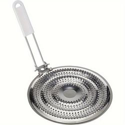 TEMU 1pc Stainless Steel Double Thickened Heat Diffuser Reducer, Plate For Electric And Gas Stovetops, Kitchen Heat Diffuser With Adjustable Handle, Stove Top Protectors