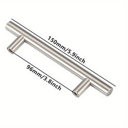 TEMU 6pack Stainless Steel Handles For Cabinets And Drawers, Polished With Installation Hardware Included - Modern Kitchen Cabinet Pulls