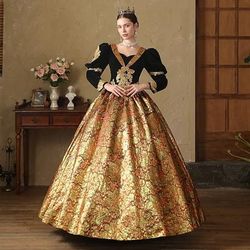 Gotico Rococò Ispirato al vintage Vestito Parrucche cosplay Costume da festa Principessa Shakespeare Tinta unica Abito da ballo Costume Per donna Reale Halloween Carnevale San Valentino Festa serale