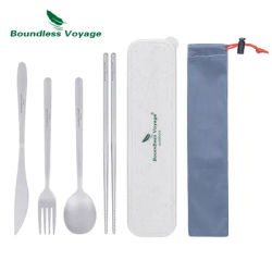 Boundless Voyage Titanium Camping Flatware Tableware Utility Cutlery Set Chopsticks Knife Fork Spoon Set