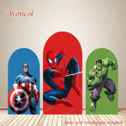 Avengers Arch Cover Spiderman Hulk Captain America Backdrop Boy Birthday Double-Sided Arch Backdrop