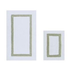 Hotel Collection 100% Cotton 2 Piece (17" X 24" | 24" X 40") Bath Rug Set by Brylane Home in White Sage