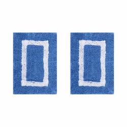Hotel Collection 100% Cotton 2 Piece (17" X 24" | 17" X 24") Bath Rug Set by Brylane Home in Blue White