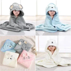 Serviette de bain pour bébé de 0 à 12 mois, Animal de dessin animé, couverture enveloppante pour