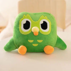 Kawaii Duolingo vert hibou en peluche peluche de Duo le hibou dessin animé hibou poupée doux en peluche Animal enfants cadeau d'anniversaire