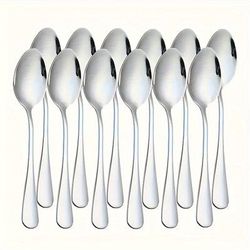 TEMU 12-piece Stainless Steel Coffee Spoons Set - Durable Dessert & Stirring Spoons, Dishwasher Safe, Home, Kitchen, Restaurant - Ideal For Christmas, Halloween, Easter, Hanukkah, Thanksgiving