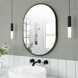 Randolph Morris Atwell 24 x 32 Inch Oval Mirror - Matte Black Frame RMZK-MTF2432-MB