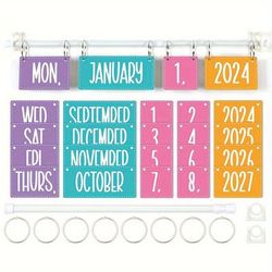 TEMU Flip Calendar Bulletin Board Set With Adjustable Holder - 54 Date Cards Included, Classroom & Home Decor
