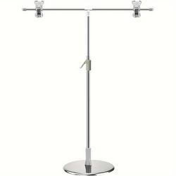 TEMU Adjustable Photography Backdrop Stand With Clamps - Stainless Steel, Floor Mount For Video Studio & Retail Display