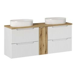 Mobile bagno doppio lavabo effetto legno bianco e marrone 140cm