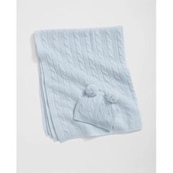 Brooks Brothers Cashmere Baby Blanket & Beanie Gift Set | Blue