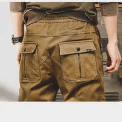American Retro Function Pants Men's Loose Straight Military Jogger Beamed Harem Pants Pocket
