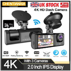 3 Channel Dash Cam 1080P Triple Way Channel Recorder IR Night Vision Loop Record