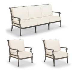 Carlisle 3-pc. Sofa Set with Two Lounge Chairs in Slate Aluminum - Standard, Garnet - Frontgate